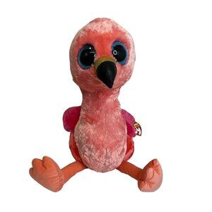Ty Beanie Boo Gilda Pink Flamingo, Large Blue Eyes, TySilk Pink, 24"‎ Tall Baby